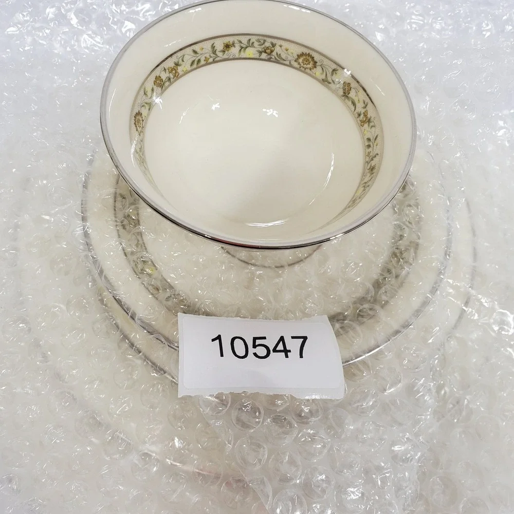 Lenox Springdale Cup Saucer Salad Bread & Dinner Plates 5 Pieces Platinum Trim